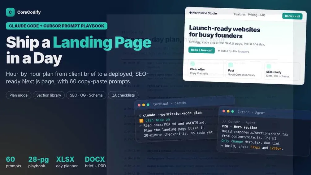 Claude Code + Cursor Prompt Playbook: Ship a Landing Page in a Day