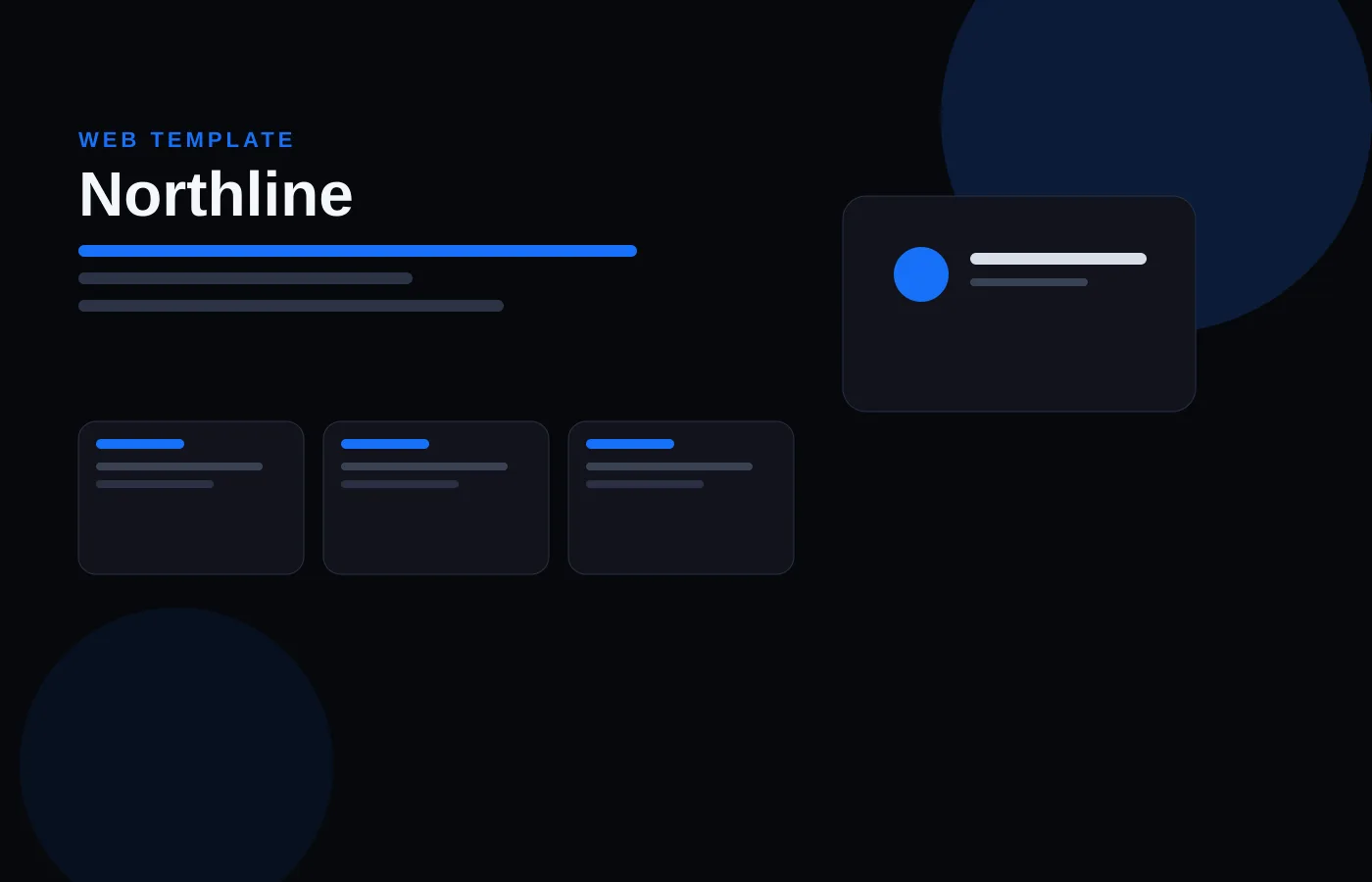 Preview of the Northline landing page template, a dark layout with blue accents and content blocks.