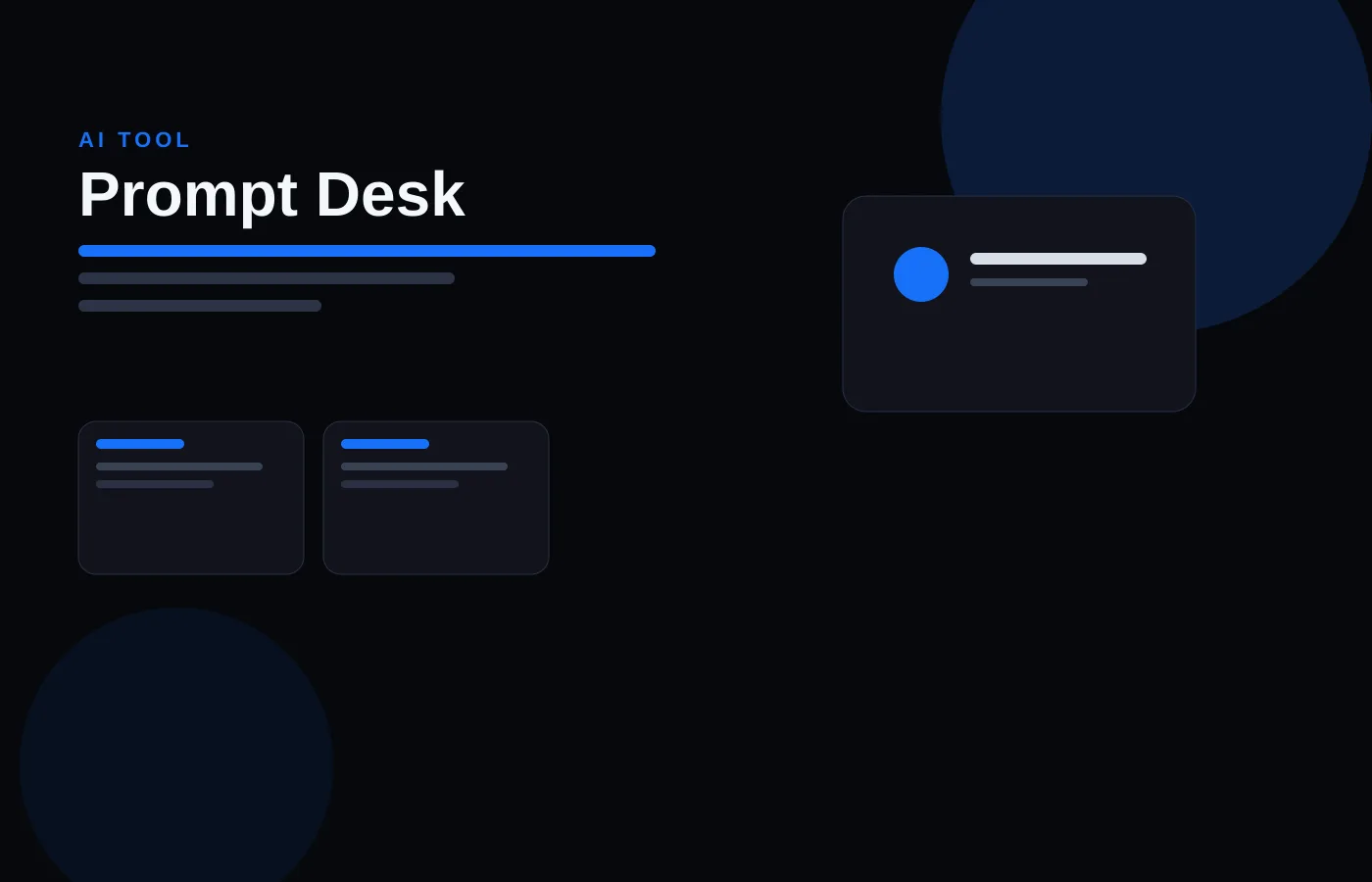 Preview of Prompt Desk, a dark desktop layout with prompt lines and two result cards.